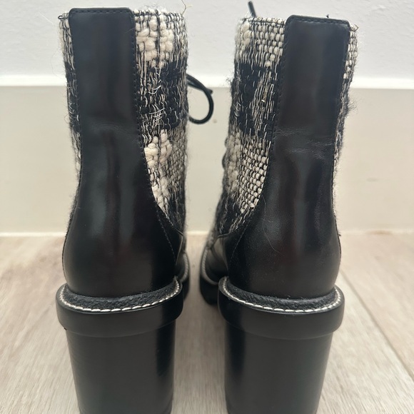 Tory Burch Tweed fand Leather Miller Lug Sole Combat Boots Size 8 1/2 women - Picture 4 of 4